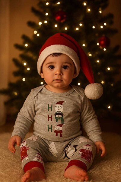 bubiee baby طقم أطفال مكون من 3 قطع (بودي + بنطلون + قبعة) - نمط عيد الميلاد ...