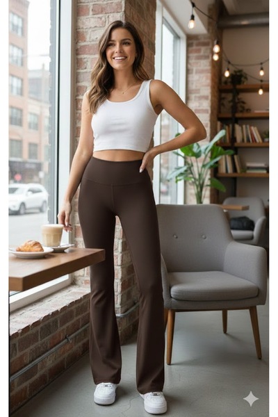 Butik Kadın yüksek bel içi şardonlu ispanyol paça tayt