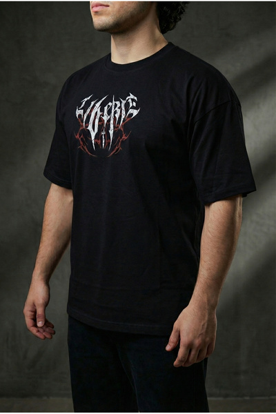 Liber Dark Knight - %100 Pamuk Siyah Oversize Tshirt