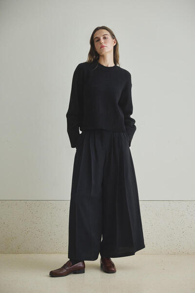 BE BLUE PANTALON LARGI PLIATI NEGRI