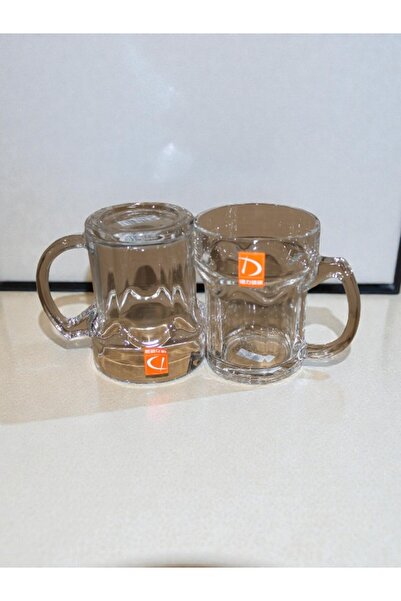 WDA Glass Mug Set with Handle – Clear Wavy Design, 2 Pieces