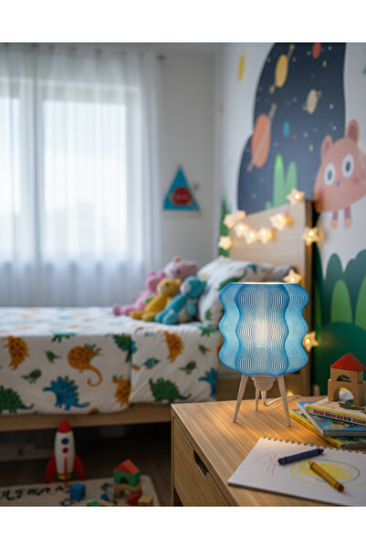 Lunera home Lunera 3D BASKI ABAJUR EV DEKORASYONU MİNİMAL BOHEM