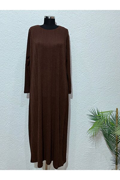 vmeste Kahverengi örme triko büyük beden elbise