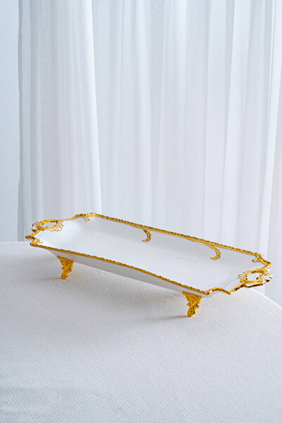 ACAR Edwina Footed Rectangular Porcelain Serving Dish - 52 cm