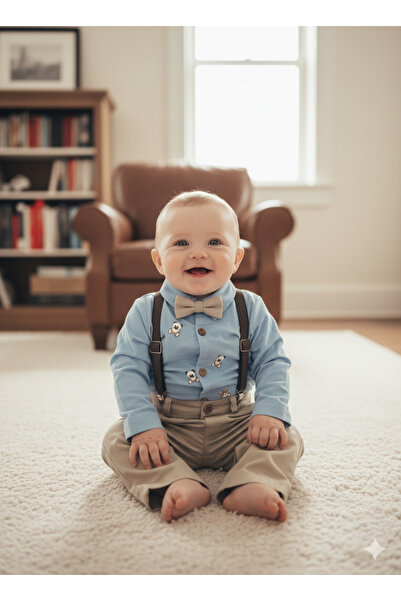 Harry&Millie Baby Boy Snap-On Shirt-Pants-Bow Tie-Suspender Set, 4-Piece Baby...