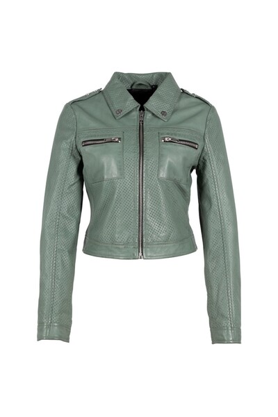 mauritius Geaca Scurta de Piele Dama Gipsy Verde Salvie G2WShala