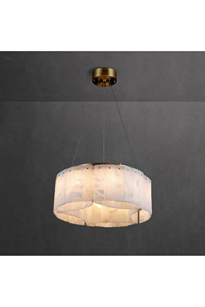 RONİSU AYDINLATMA Willora Mermer Halka Avize – Altın Gövdeli, Doğal Taş Panel...