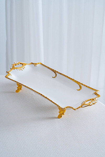 ACAR Edwina Footed Rectangular Porcelain Serving Dish - 44 cm