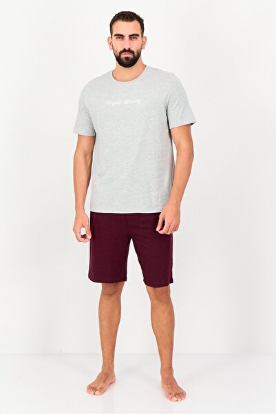 English Laundry طقم رجالي من قطعتين، تي شيرت وشورت بشعار مطرز، متعدد الألوان