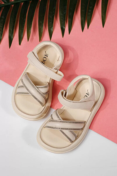 Zaira Μπεζ σανδάλια για κορίτσια από οικολογικό δέρμα Laura2 #22228 - 26