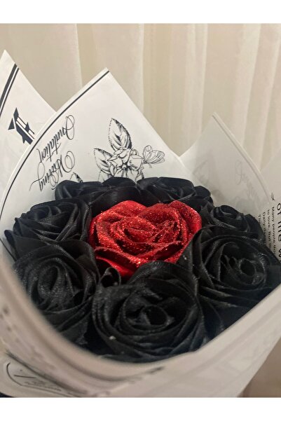 Hatıra Kutusu Solmayan Buket Saten Siyah 7'li