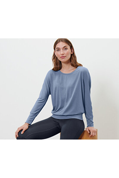 Tchibo تي شيرت نسائي بأكمام على شكل خفاش، أزرق