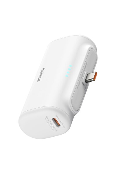 Baseus Baterie externă compactă P10068306213-00, 5000 mAh, 20 W, PD + FQI, 2 x USB-C (alb)