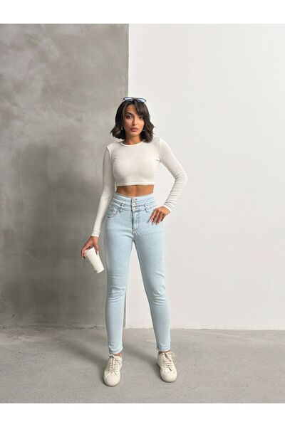 Blue Wings 3 KEMERLİ 3 DÜĞME DETAYLI LİKRALI DAR PAÇA