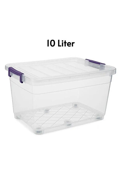 Kovar Clear Storage Plastic Container Box With Locking Lid And Wheel- 10Ltr