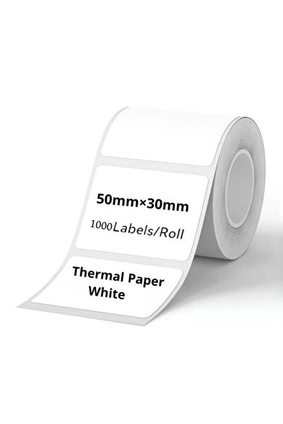 Generic Thermal Label Paper 50×30mm White, Waterproof Oil-Proof, 1000 Labels/Roll
