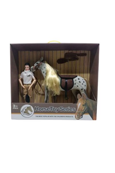 Premium مجموعة ألعاب حصان مع فارس - حصان أبيض مرقط مع أدوات العناية به في الإ...