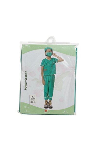 Premium Children Doctor Costume Green Medical Scrubs Outfit with Mask for Rol...