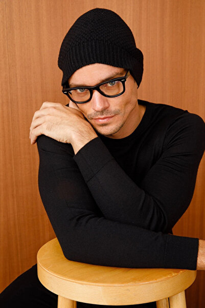 Desen Triko Unisex Wool Beret 22542 Black