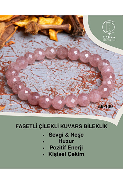 ÇAKRA DOĞAL TAŞ Fasetli Çilekli Kuvars Bileklik