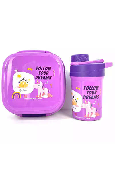 Generic Viassin 3 Compartment BPA Free Plastic Lunch Box 1000ml And Water Bottle 350ml Set- Purple