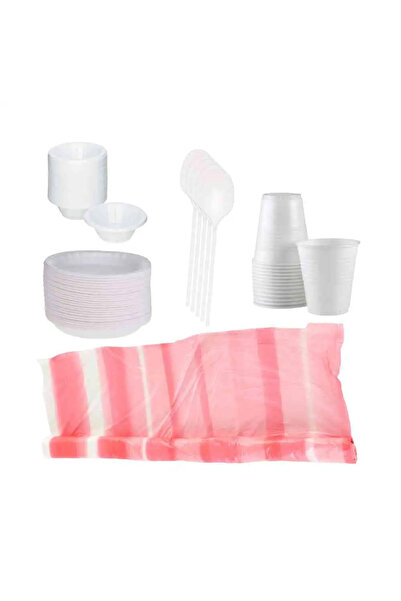 Generic Food Pack Disposable Plastic Plates Bowls spoons and Glass Set Combo Pack