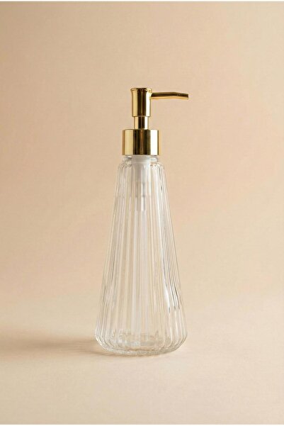 Frolde Cam Banyo Sıvı Sabunluk Şeffaf Gold Pompa 10x22