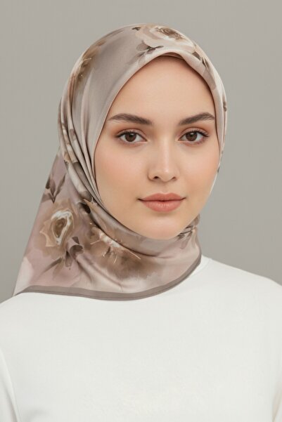 Karaca Eşarp Flower Pattern Rayon Scarf - Beige