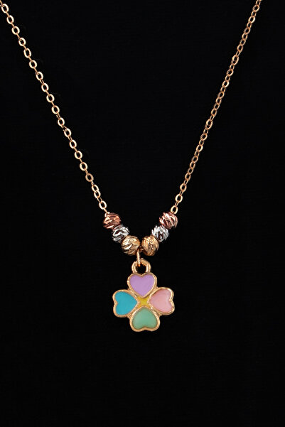 Sortie Aksesuar Yonca Figürlü Mineli 3 Renk Dorika Tasarım Kolye