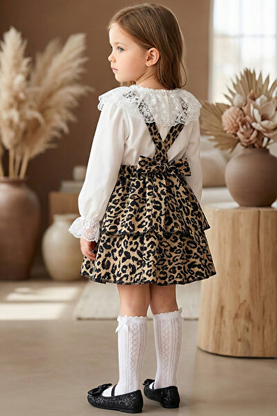 Parla Kids Girl's Leopard Dress Helen Suspender Gilet Lace Ecru Blouse Set April 23 October 29 Show Outfit