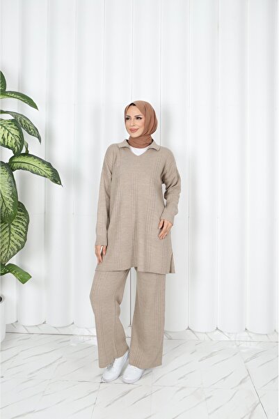 NİSUM MODA Polo Neck Knitwear Set