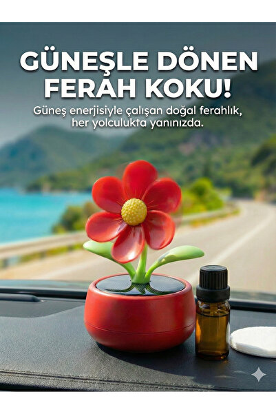 FaroxTech Güneş Enerjili Araba Aromaterapi Difüzörü - Çiçek Desenli, 360 Dere...