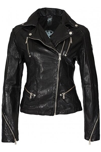 mauritius Geaca de Piele Naturala Dama Gipsy Neagra Happy Silver