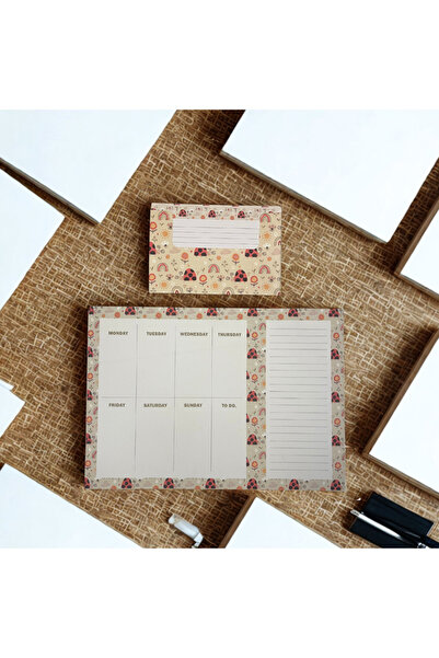 Lizy Haftalık Masa Takvimi ve Notluk Seti – 13x9 cm, Masaüstü