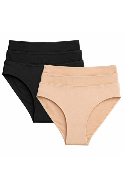 UN REAL 6-Piece Women's Bikini Panties Set – Non-Marking Modal & Cotton, Black / White / Skin Color Options Available