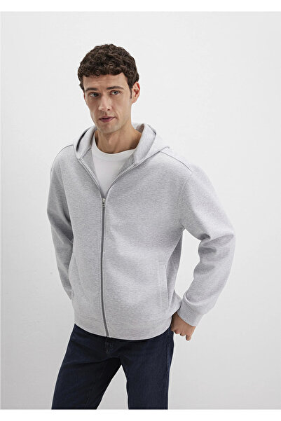 Mavi Hooded Zippered Gray Sweatshirt Loose Fit / Loose Comfortable Cut 0S10312-80018