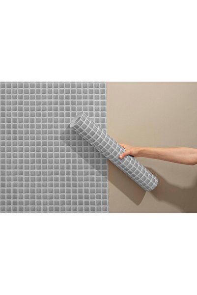 Grown Gri Kareli Folyo Kendinden Yapışkanlı Duvar Kağıdı • Küçük Kare Geometrik