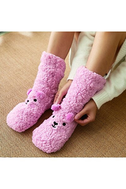 OEM Șosete cocolino moi și călduroase pentru damă, tip papuci de casă, talpă anti-alunecare, 31508-6