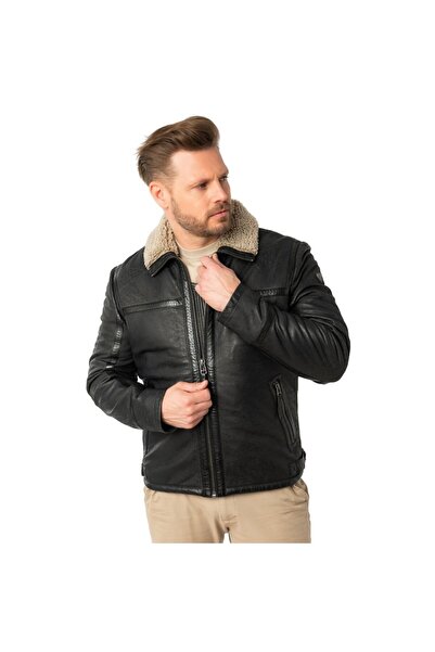 mauritius Geaca de Piele Barbati Antracit MMAlasko