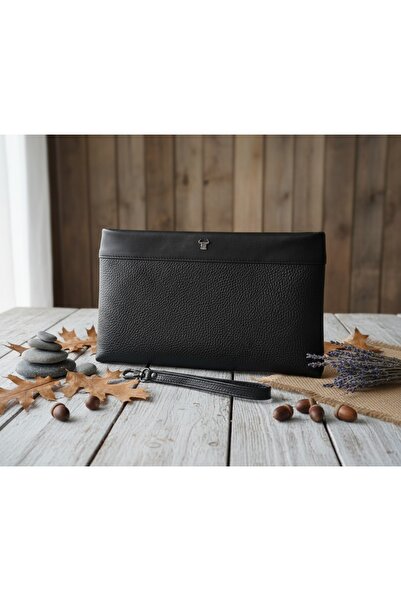 PASSTELL 100% Genuine Leather Unisex Zippered Wrist Strap Hand Portfolio and Bag