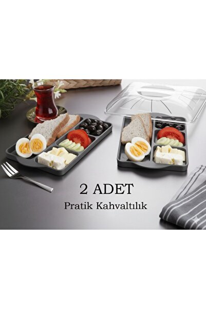 Crystal Ware 2 Adet Pratik Kahvaltılık, 4 Bölmeli Kapaklı Sunumluk F229