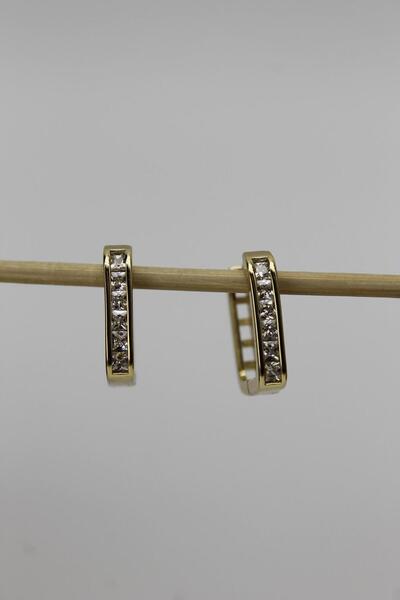 Nenya Vip Steel Zircon Stone Inlaid Square Hoop Earrings