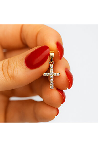 SE Jewellery Collection Selin Ersoy Xuping Rose Taşlı İnce Haç Kolye Ucu – 2 cm