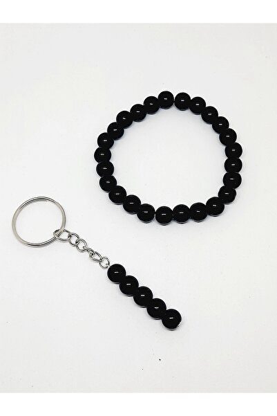 Kusakli Shiny Onyx Bracelet Keychain Set
