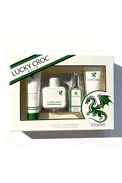 V.V LOVE Set cadou Lucky Croc alb