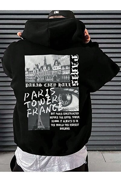 ZEMLİYA Black - Have a Good Mood Every Day Teddy Bear Printed Hoodie Zippered...