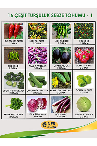 NFS AGRO TURŞULUK SEBZE TOHUMU - 16 ÇEŞİT