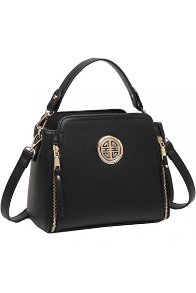 Miss Lulu Γυναικεία κομψή τσάντα ώμου από συνθετικό δέρμα LB2126BK (Μαύρο)