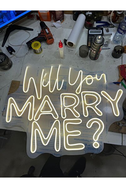 Will You Marry Me 70x70cm Neon