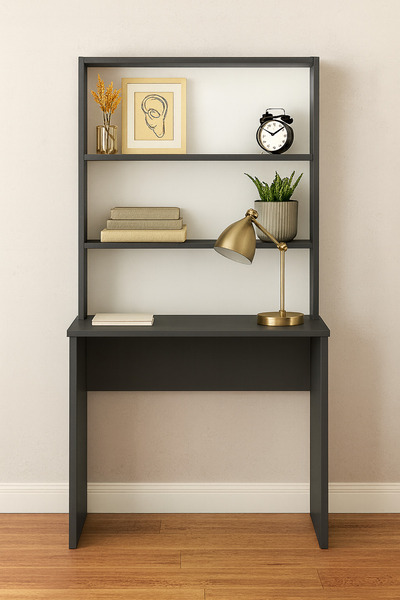 Demezler Home Modern Üst Modüllü Çalışma Masası Kitaplıklı Bilgisayar Masası ...
